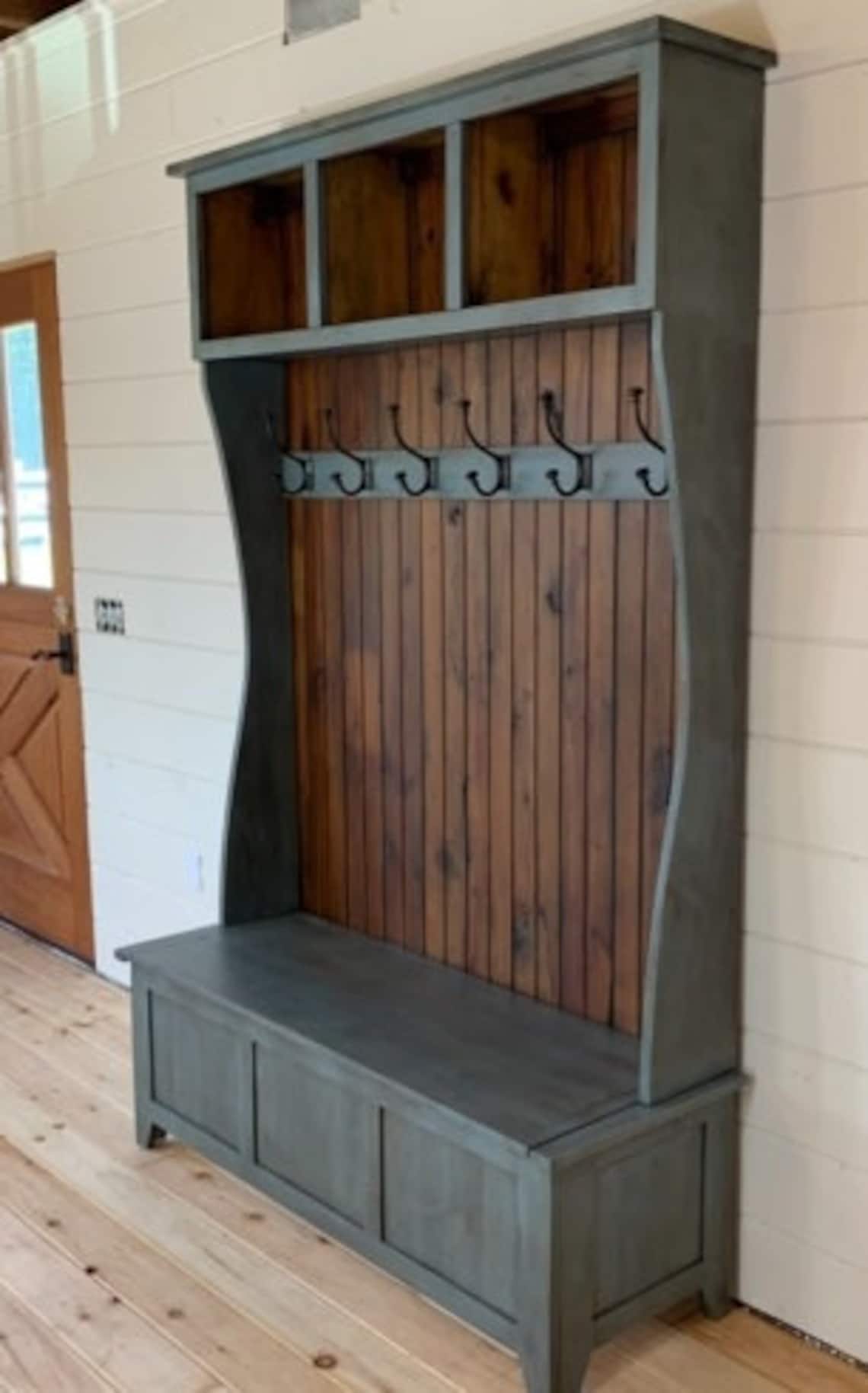 Farmhouse Hall Tree With Drawers, Mudroom Locker, Hall Tree Entryway ...