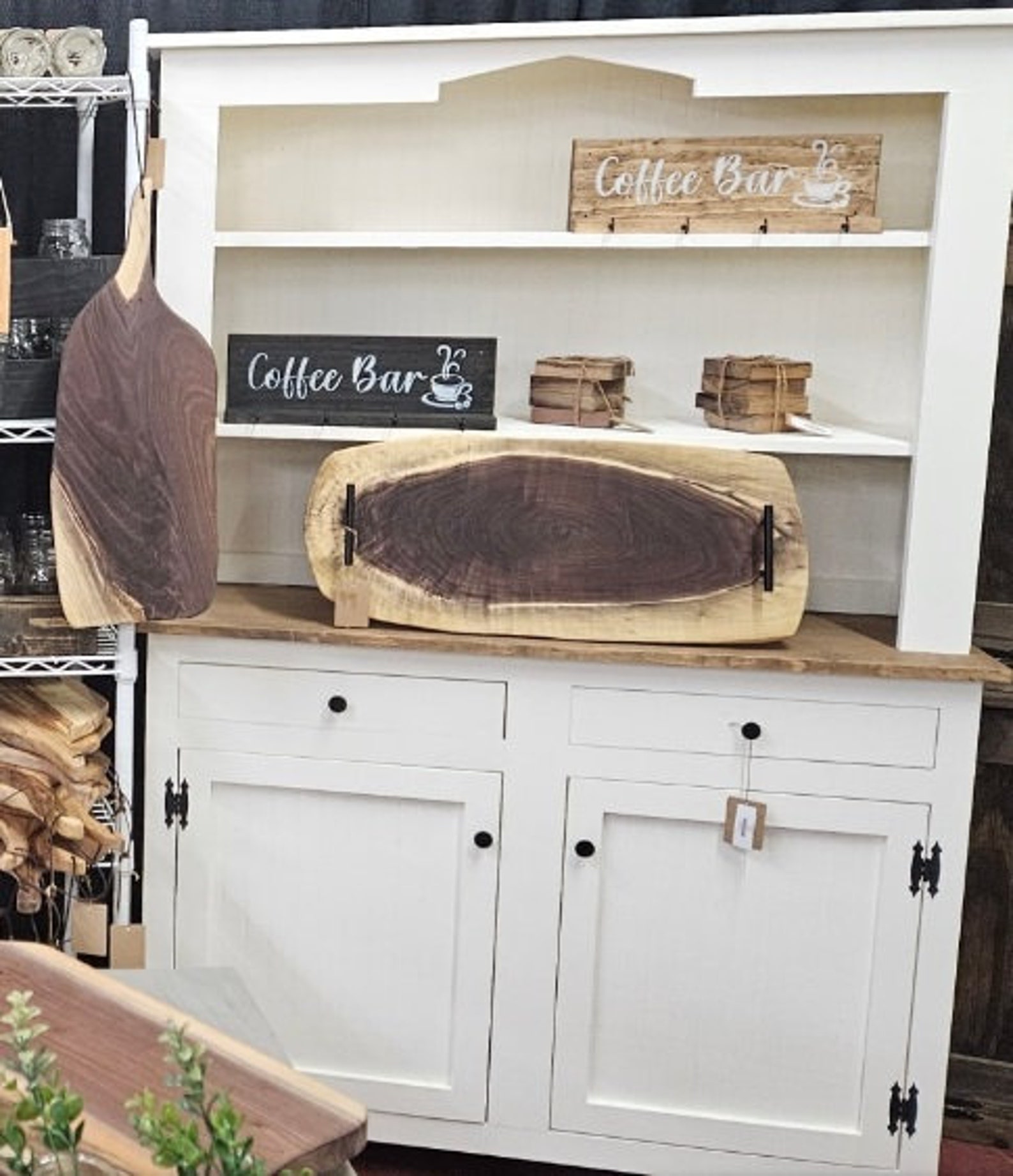 Country Primitive Coffee Bar Hutch Etsy