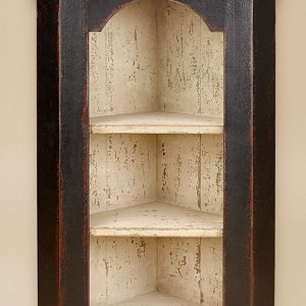 Aged Primitive Hanging Corner Cabinet