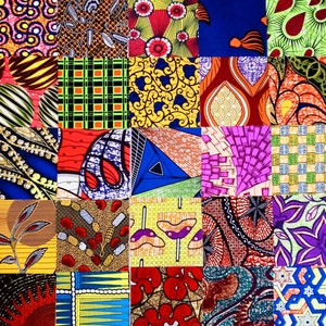 25  10&quot; Fabric Squares African No Duplicates Ethnic Ankara Quilting Patchwork