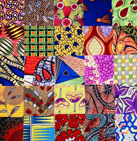25 10 Fabric Squares African No Duplicates Ethnic Ankara Quilting Patchwork