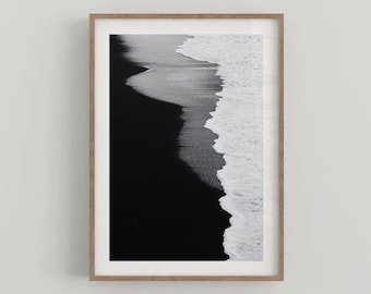 Beach Waves Black and White Minimalist Wall Art Poster Lifestyle Home Decor - Fine Art Photography Print - DIGITAL DOWNLOAD