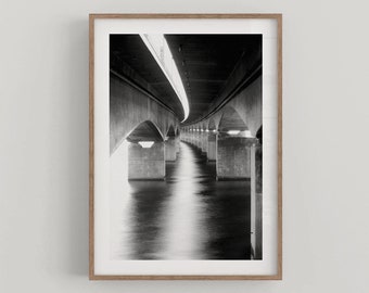 Under the Bridge Black and White Minimalist Wall Art Poster Lifestyle Home Decor - Fine Art Photography Print - DIGITAL DOWNLOAD