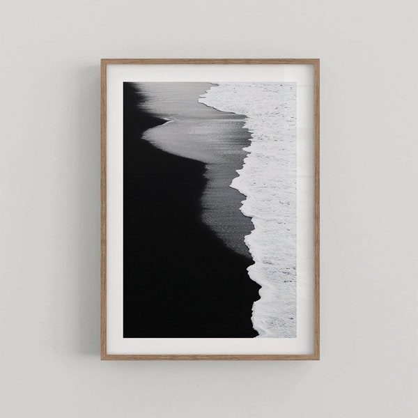 Beach Waves Black and White Minimalist Wall Art Poster Lifestyle Home Decor - Fine Art Photography Print - DIGITAL DOWNLOAD