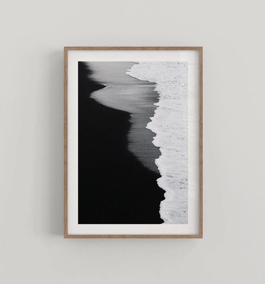 Beach Waves Black and White Minimalist Wall Art Poster Lifestyle Home ...