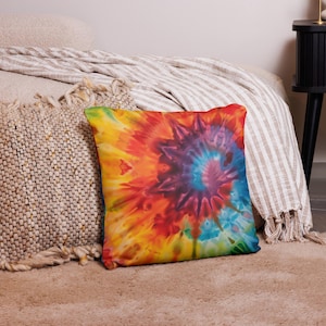 Tie-Dye Swirls Throw Pillow | Front & Back Print | 18" x 18" or 22" x 22" Home Decor Pillows and Removable Pillow Cases