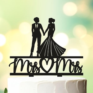 Lesbian Wedding Cake Topper, Same Sex Wedding Cake Topper, Lesbian Silhouette Cake Topper, Mrs and Mrs Cake Topper, 2 brides cake topper