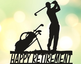 Happy Retirement Cake Topper, Golf Male cake topper, Golfing Golfer cake topper, Golf cake topper, Golfing birthday cake topper,Boy Birthday
