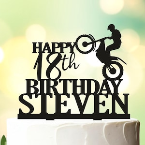 Dirt Bike Birthday Cake Topper, Motorcross Birthday Cake Decoration, Pit Bike Cake Topper, Happy Birthday Cake Topper, Cupcake Topper