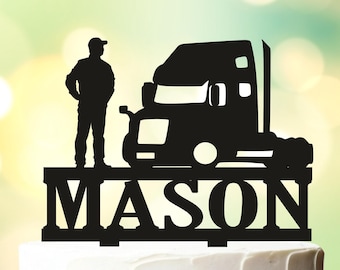 Truck driver retirement Birthday cake topper, Trucker Cake Topper, 18 Wheeler Cake Topper, Semi Truck Cake Topper, Trucker Decoration 134