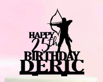 Archer Archery Bow Hunting Fishing Happy Birthday Cake Topper, bow hunting Cake Topper, hunting cake topper birthday, Spors cake topper