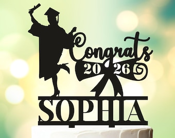 Graduation Cap Cake Topper, College Graduation Decorations, Wood Cake Topper for Graduation, Personalized Grad topper, Class of 2026