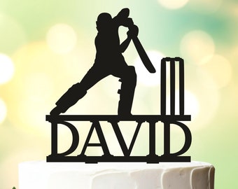 Cricket Birthday Cake Topper, Cricket Player, Cake topper with any name, birthday cake decoration, Sport Celebration Cake Decoration L047