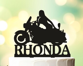 Female Rider Birthday Cake Topper, Motocycle Cake Topper, Birthday Biker Cake Topper, Moto Biker Cake Decoration, Sports Biker Chain Topper