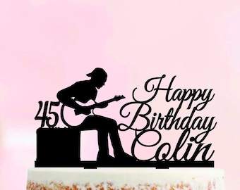 Electric Bass Guitar Birthday Cake topper, Guitar Theme Party, Treble Clef, String, Musician, Band, Musical Instrument, Guitar Decoration