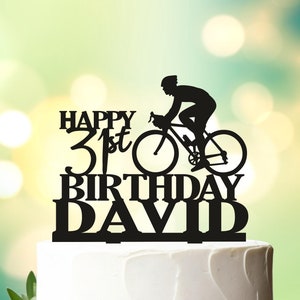 Happy birthday cyclist cake topper, Cyclist cake topper, Birthday Cake Topper, Bicycle cake topper, racing bike, Bike Cake Decoration 024