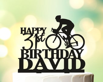 Happy birthday cyclist cake topper, Cyclist cake topper, Birthday Cake Topper, Bicycle cake topper, racing bike, Bike Cake Decoration 024