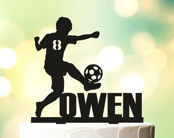 Boy Soccer Player Cake Topper, Football Cake Topper, Male Player, Personalized Cake Topper,Ball Player,Soccer Team,Boys Birthday Topper L026