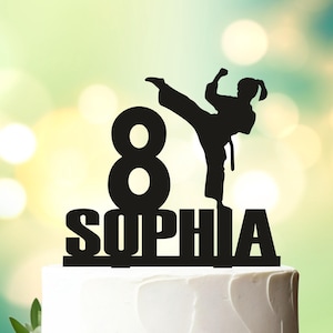 Female Karate cake topper, martial arts cake topper, kicking cake topper, birthday cake topper, Taekwondo cake topper,Tae Kwon Do Party L032