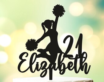 Cheerleader Cake Topper, Cheerleading, Gymnast Cake Topper, Gymnastics Decor, Birthday Cake Topper,Graduation Cake Topper, Cheer Topper L022