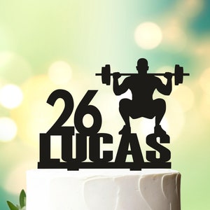 Weightlifting cake topper, Fitness Gym Cake Topper, Exercise Cake Topper, Body builder, workout, Strong Man topper, Flexing cake topper L029