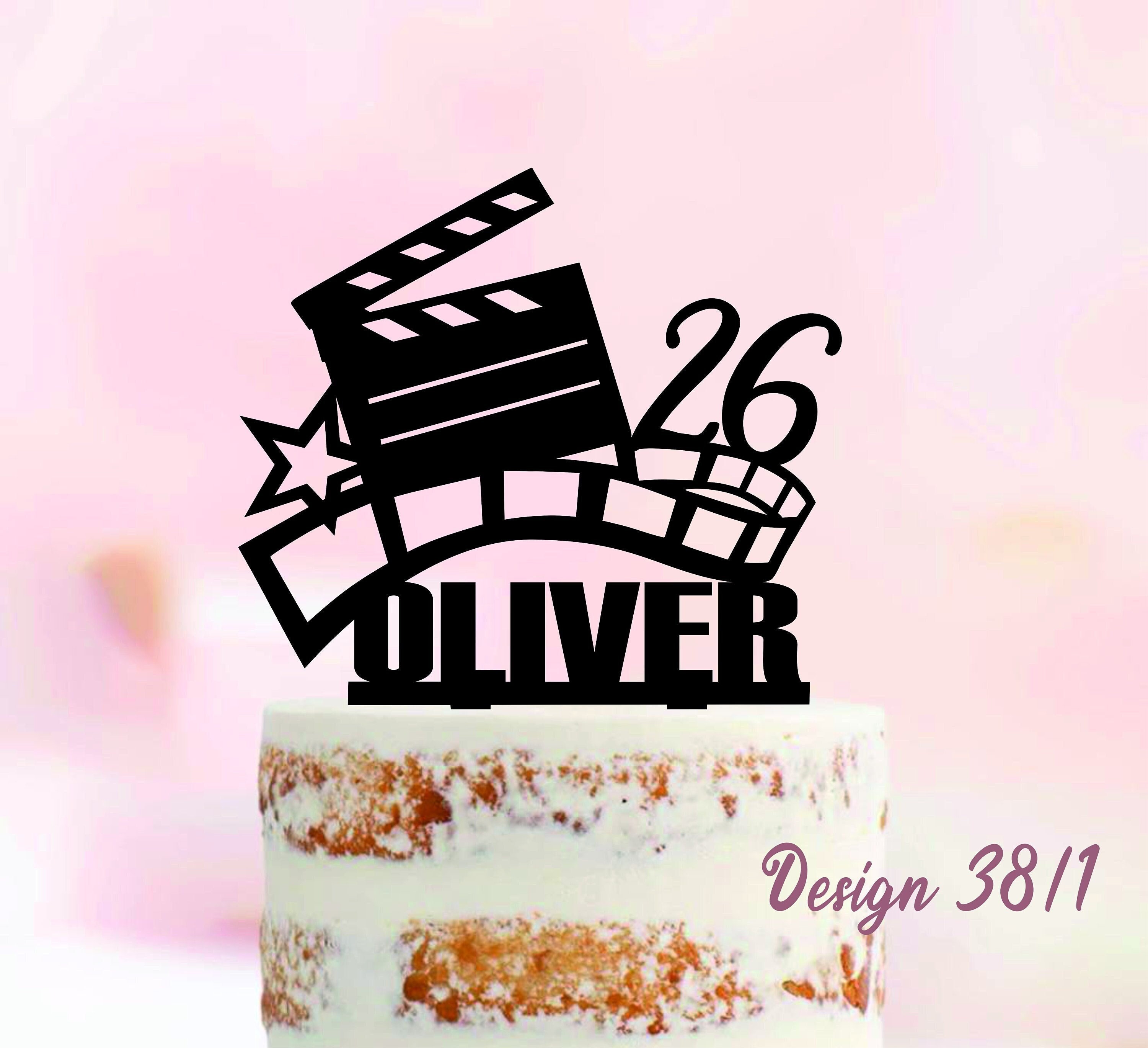 Clapperboard Personalised Edible Icing Cake Topper and or Film Reel Ribbon