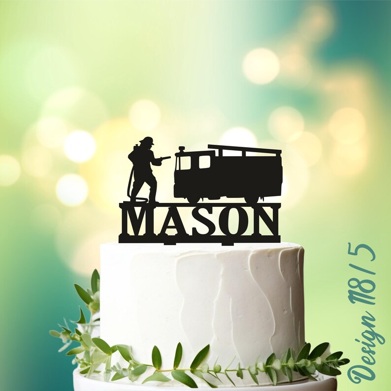 Fire Fighter Topper Firefighter Birthday Cake Topper, Fireman Cake Topper, Happy Birthday ...