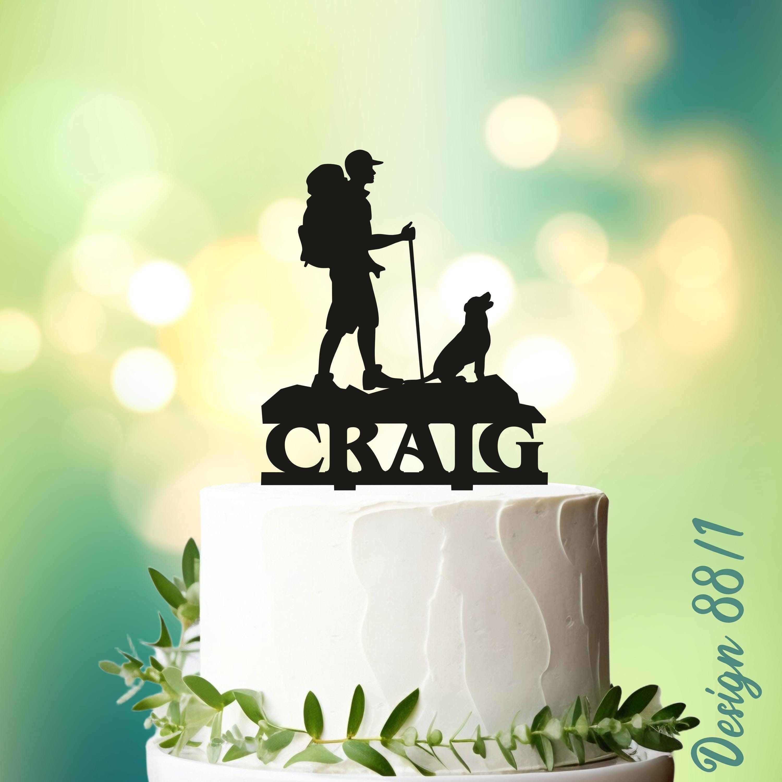 Hiking With Dog Cake Topper