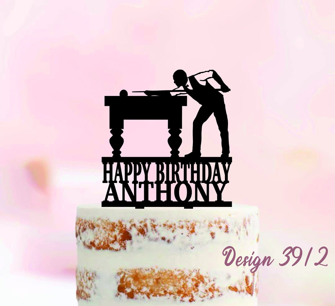 Billiards Birthday Cake Topper, Billiards & Snooker Table Cake Topper