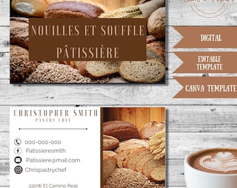 Patisserie Business Editable Template, DIY Edit Bakery Business Card, Premade Cake Maker Business Card, Customizable Company Card