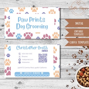 Petshop Business Card, Pet Grooming Card, Dog Groomer Contact Info, Pet Salon Editable Template, Pet Sitting,  Dog Walker