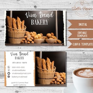Bäckerei-Visitenkarte, Konditorei-Karte, Kontaktinfo, bearbeitbare Vorlage, Negocio de Panadería