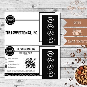 Petshop Business Card, Pet Grooming Card, Dog Groomer Contact Info, Pet Salon Editable Template, Pet Sitting,  Dog Walker