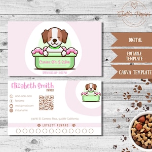 Petshop Business Card, Pet Grooming Card, Animal Care Taker Contact Info, Pet Salon Editable Template, Pet Sitting