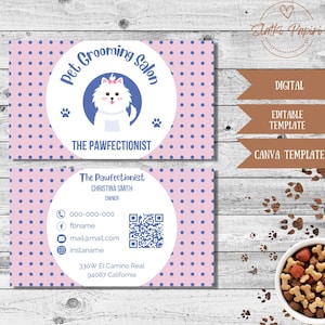 Petshop Business Card, Pet Grooming Card, Dog Groomer Contact Info, Pet Salon Editable Template, Pet Sitting,  Dog Walker