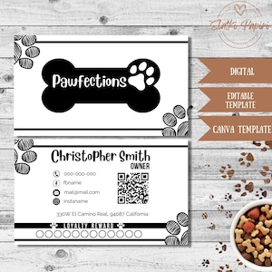 Petshop Business Card, Pet Grooming Card, Dog Groomer Contact Info, Pet Salon Editable Template, Pet Sitting,  Dog Walker