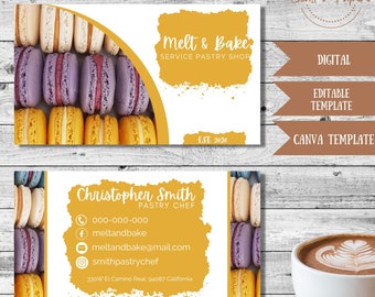 Carte de magasin de macarons, carte de pâtisserie vibrante, pâtisserie colorée, pâtisseries délicates, confiseries colorées, carte de magasin de biscuits, macarons français