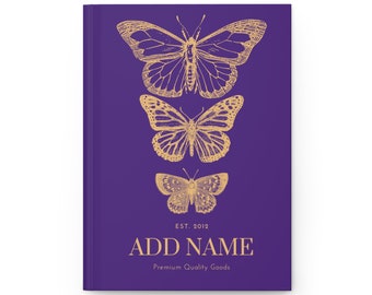 Personalized Journal Vintage Style Hardcover Butterfly