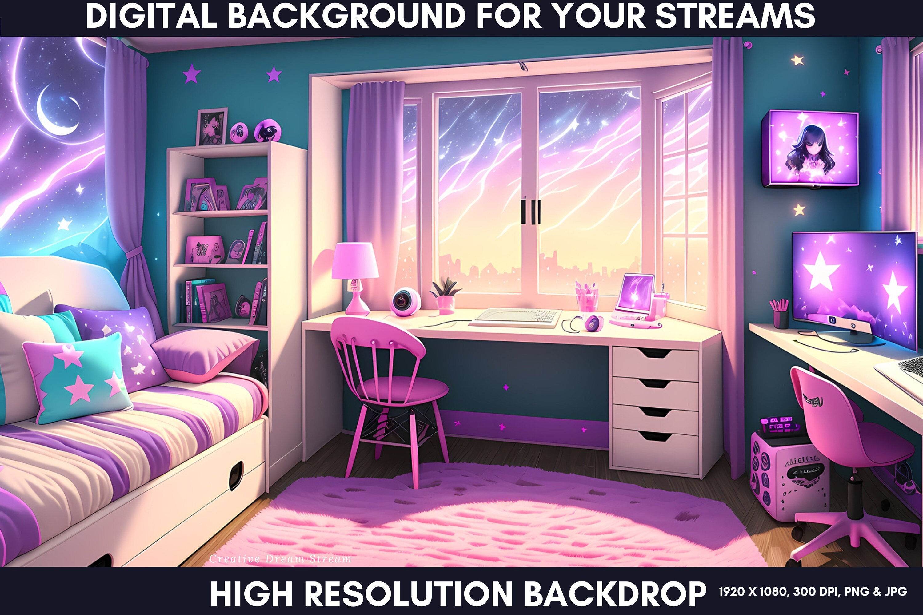 Twtich Background computer Bedroom Streaming Etsy