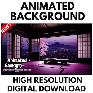 Geanimeerde achtergrond Zen Sakura Room - Tranquil Japan Streaming Looped Video Backdrop