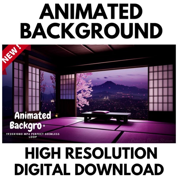 Animated Background Zen Sakura Room - Tranquil Japan Streaming Looped Video Backdrop