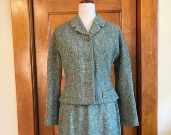 50s Boucle Tweed Blazer & Skirt Set