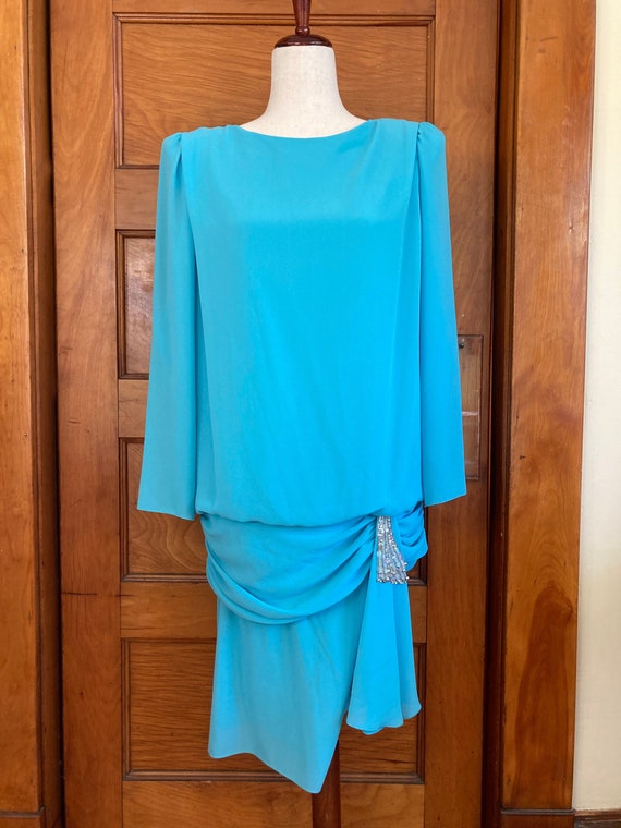 80s Aqua Ursula of Switzerland Dress