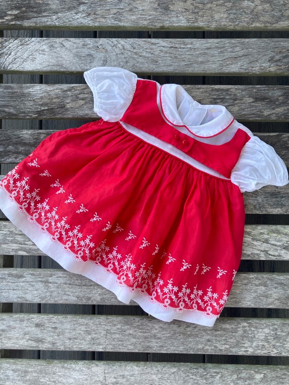 50s Red & White Cotton Baby Dress