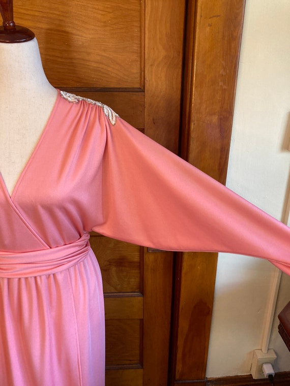 70s Pink Lillie Rubin Maxi Wrap Dress - image 4