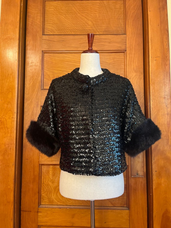 1960s Black Sequined Swing Jacket