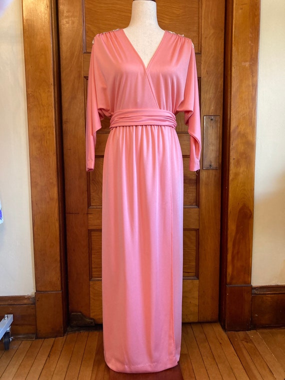 70s Pink Lillie Rubin Maxi Wrap Dress - image 1