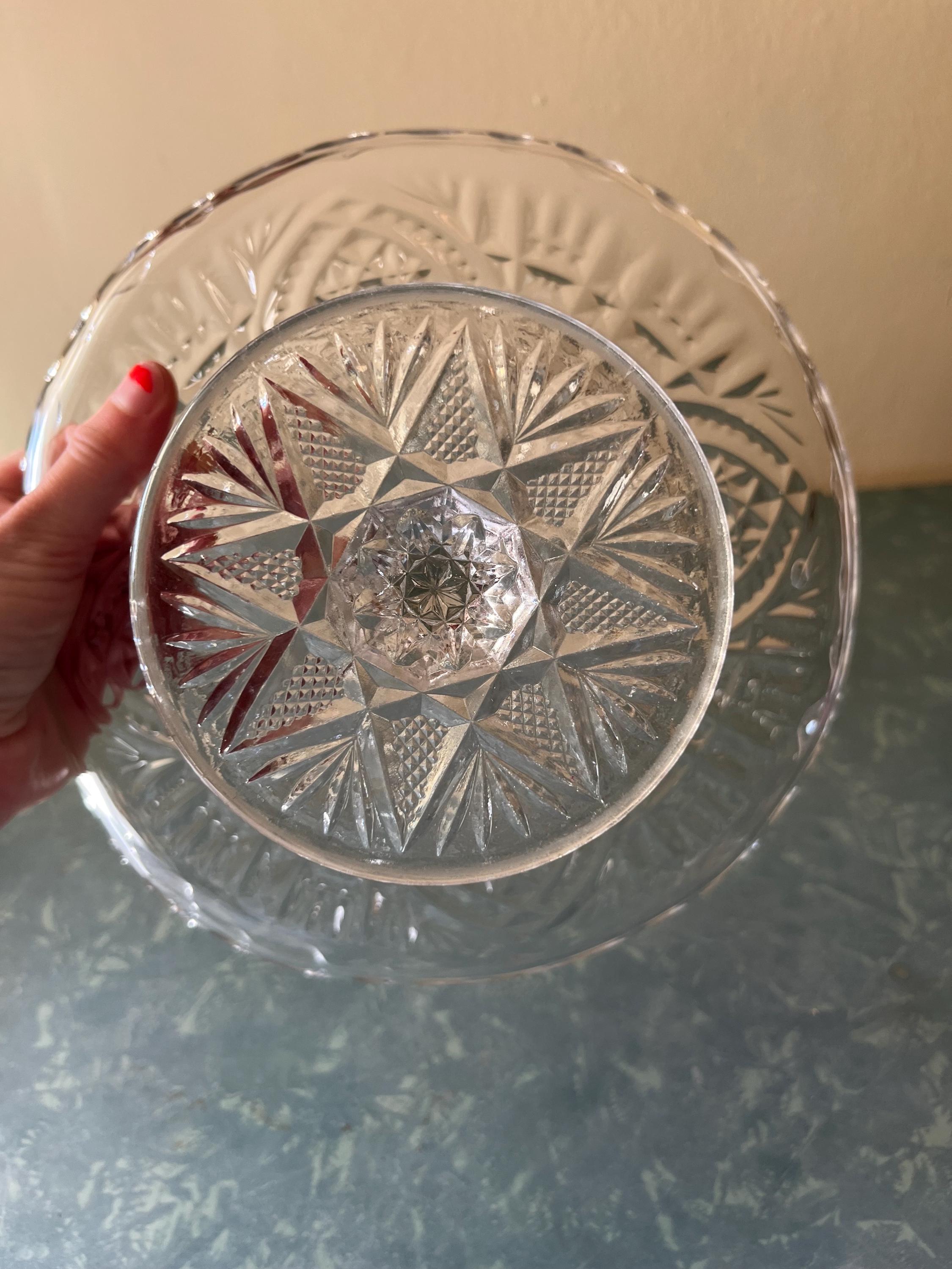 アンティーク EAPG カットガラス ケーキスタンド：フォルトゥナ柄、9