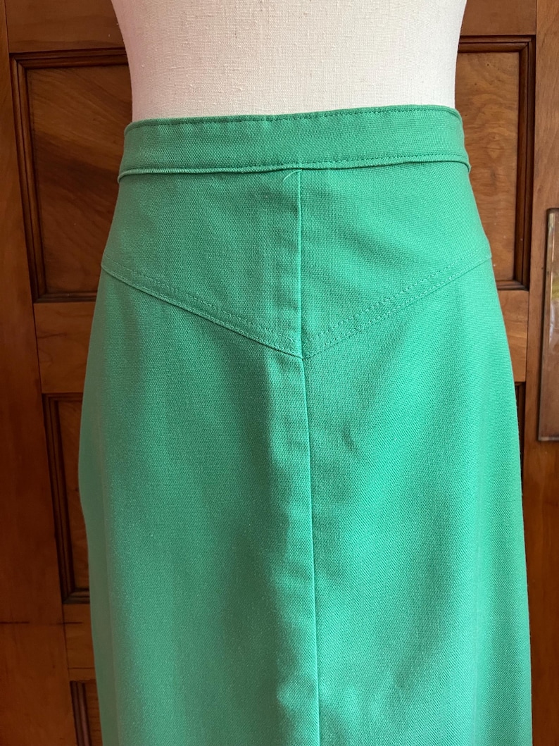 70s Green Floral Midi Skirt