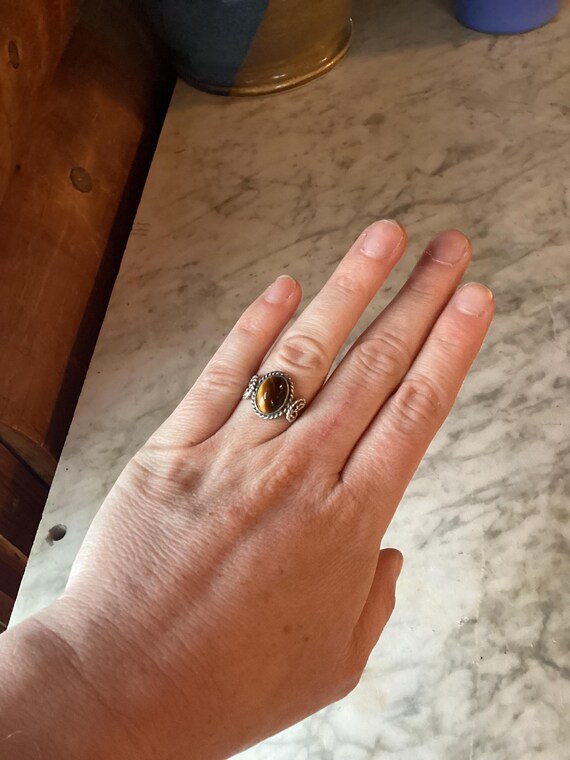 Sterling Silver Tiger Eye Ring Adjustable - image 6